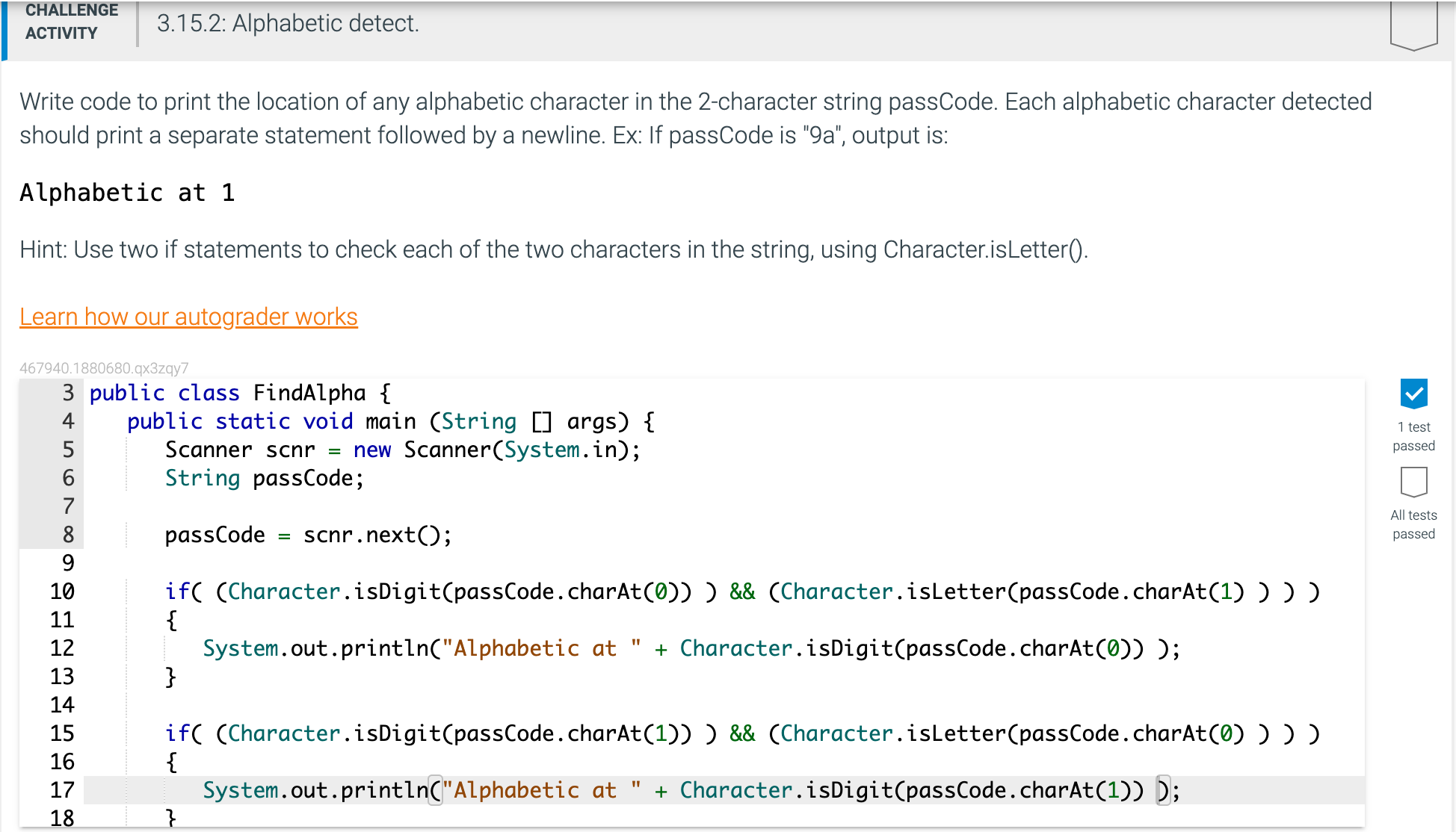 Programming language is java. Write code to print the location of any