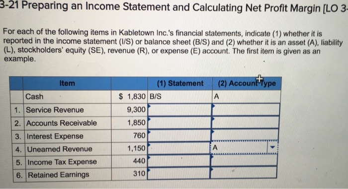  Preparing an Income Statement and Calculating Net Profit Margin For each