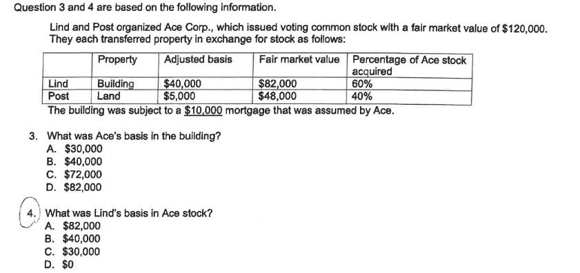  Only looking for the answer to question 4. Question 3 and