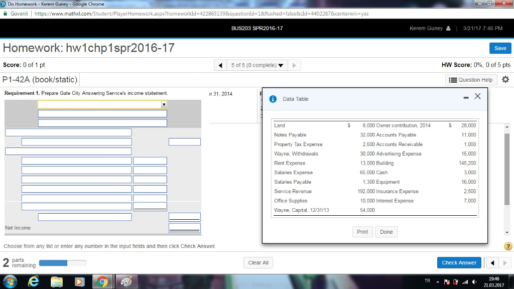 view the transactions.) a. Received cash of $8,000 from owner and gave