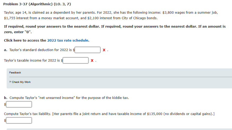  Problem 3-37 (Algorithmic) (L0. 3, 7) Taylor, age 14 , is