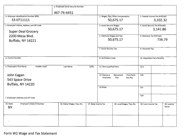form using the given information. Besides the attached W2 Forms, the couple