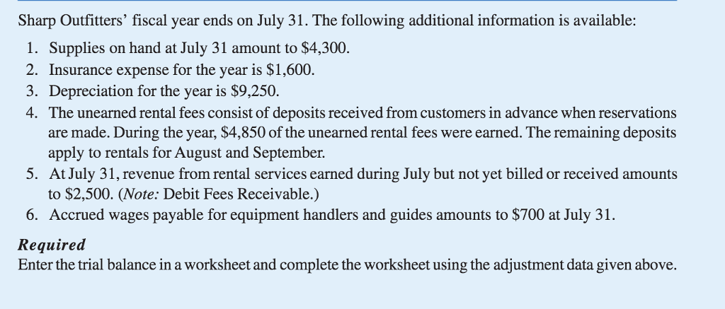 your textbook, prepare an Adjusting Worksheet on the next tab in this