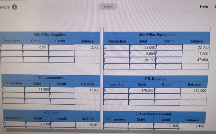as follows. a. Venedict invested $90,000 cash along with office equipment valued