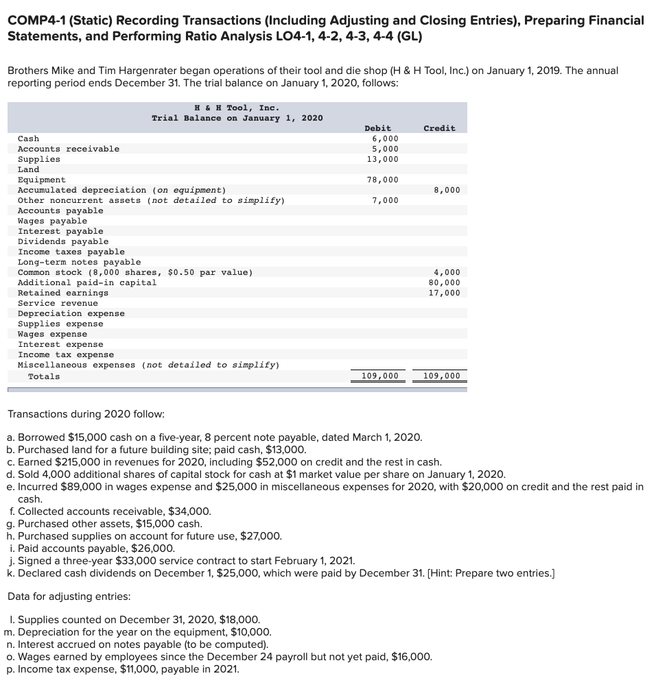 undefined COMP4-1 (Static) Recording Transactions (Including Adjusting and Closing Entries), Preparing Financial