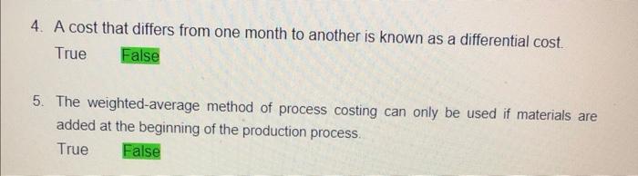  4. A cost that differs from one month to another is