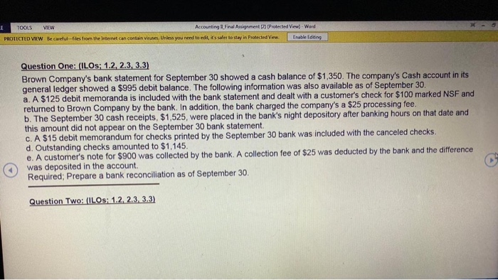 show calculations E TOXXS VIEW Accounting Final Assignment Protected View)-Word PROTECTED VIEW