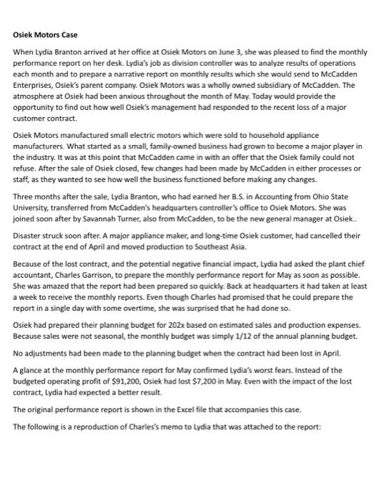 Osiek Motors Monthly Performance Report For the Month of May, 202x Planning