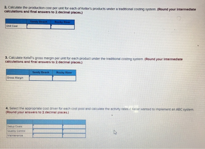 price per unit Expected production per month Sandy Beach $18.50 14.20 83.70