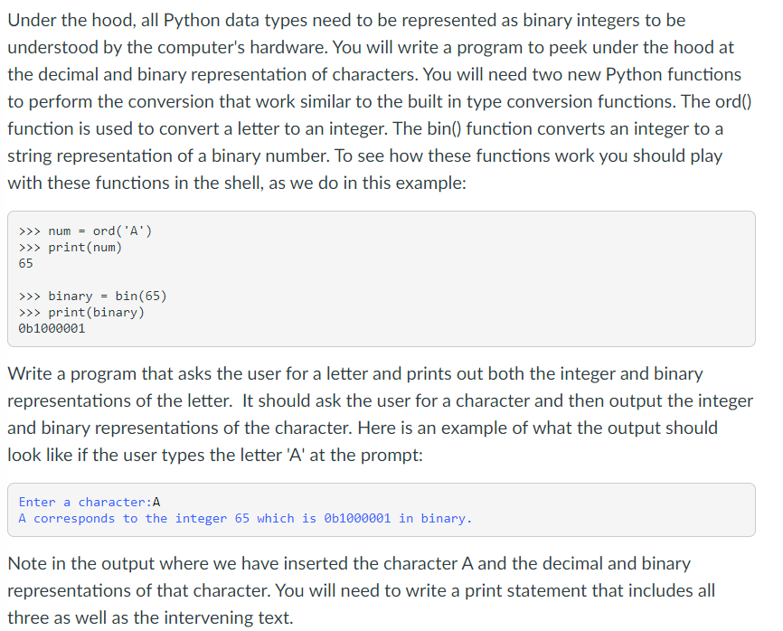 Under the hood, all Python data types need to be represented