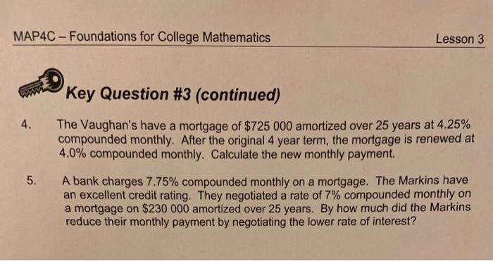 please post work and clearly written. MAP4C - Foundations for College Mathematics