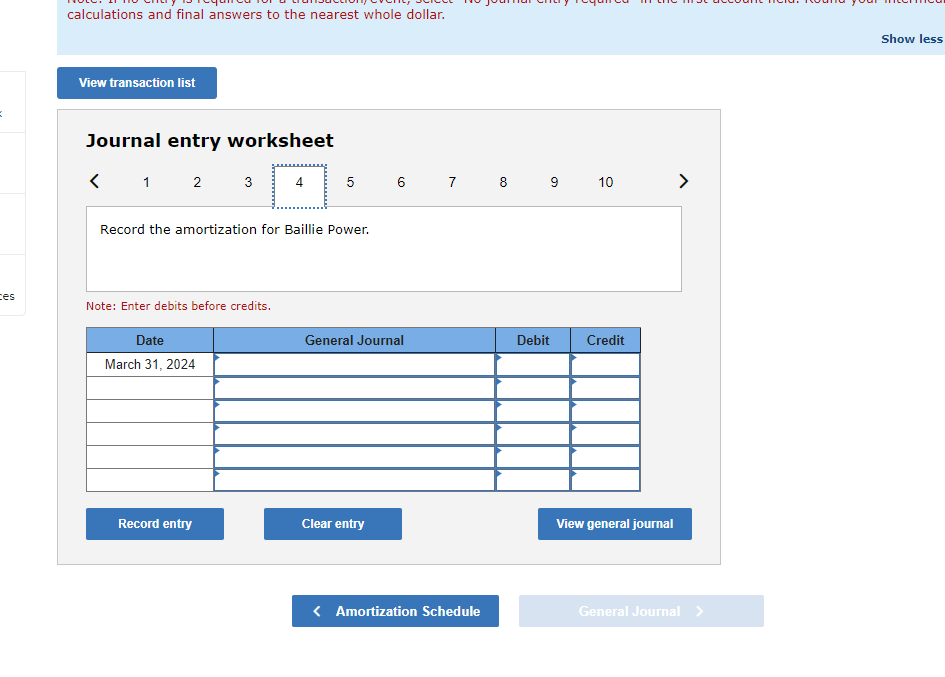 credits. Prepare appropriate entries for Baillie Power from the beginning of the