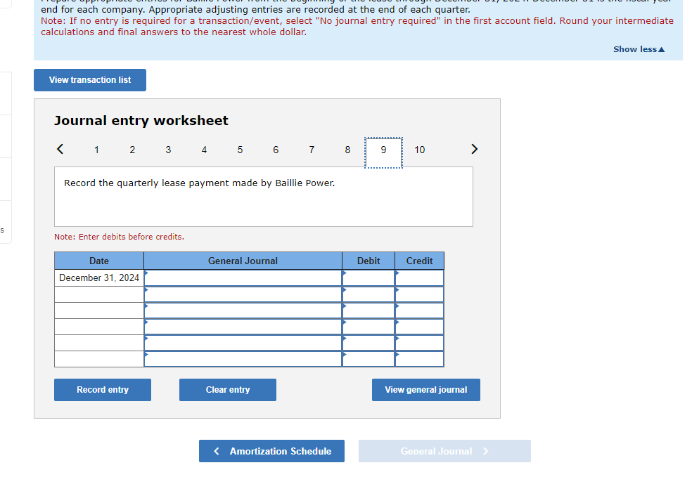 calculations and final answers to the nearest whole dollar. Journal entry worksheet
