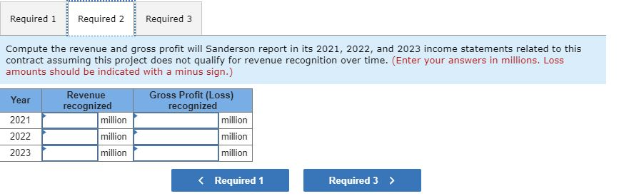 Sanderson Construction entered into a long-term construction contract to build a baseball