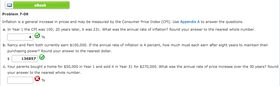 eBook Problem 7-09 Inflation is a general increase in prices and