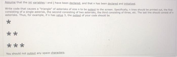 C program o please Assume that the int variables i and j