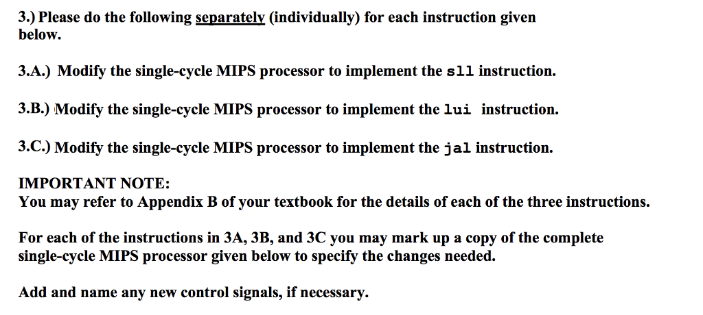  3.) Please do the following separately (individually) for each instruction given