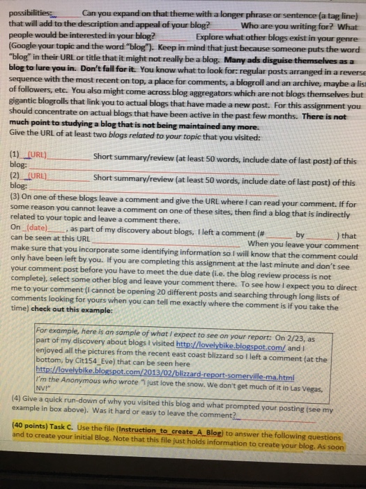 and rough in answers to the following questions. As you learn more