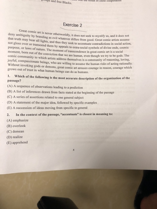  ioups and free Blacks. Exercise 2 Great comic art is never