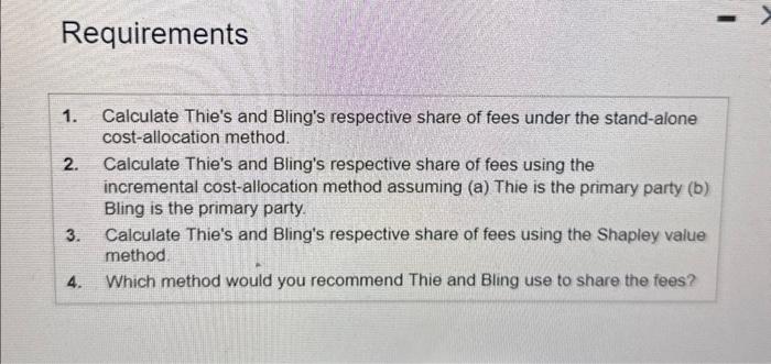 please complete ALL requirments please ! Requirements 1. Calculate Thie's and Bling's