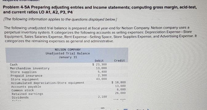 I need an explanation and solution please Problem 4-5A Preparing adjusting