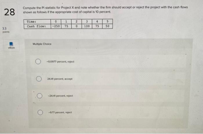  Compute the Pl statistic for Project X and note whether the