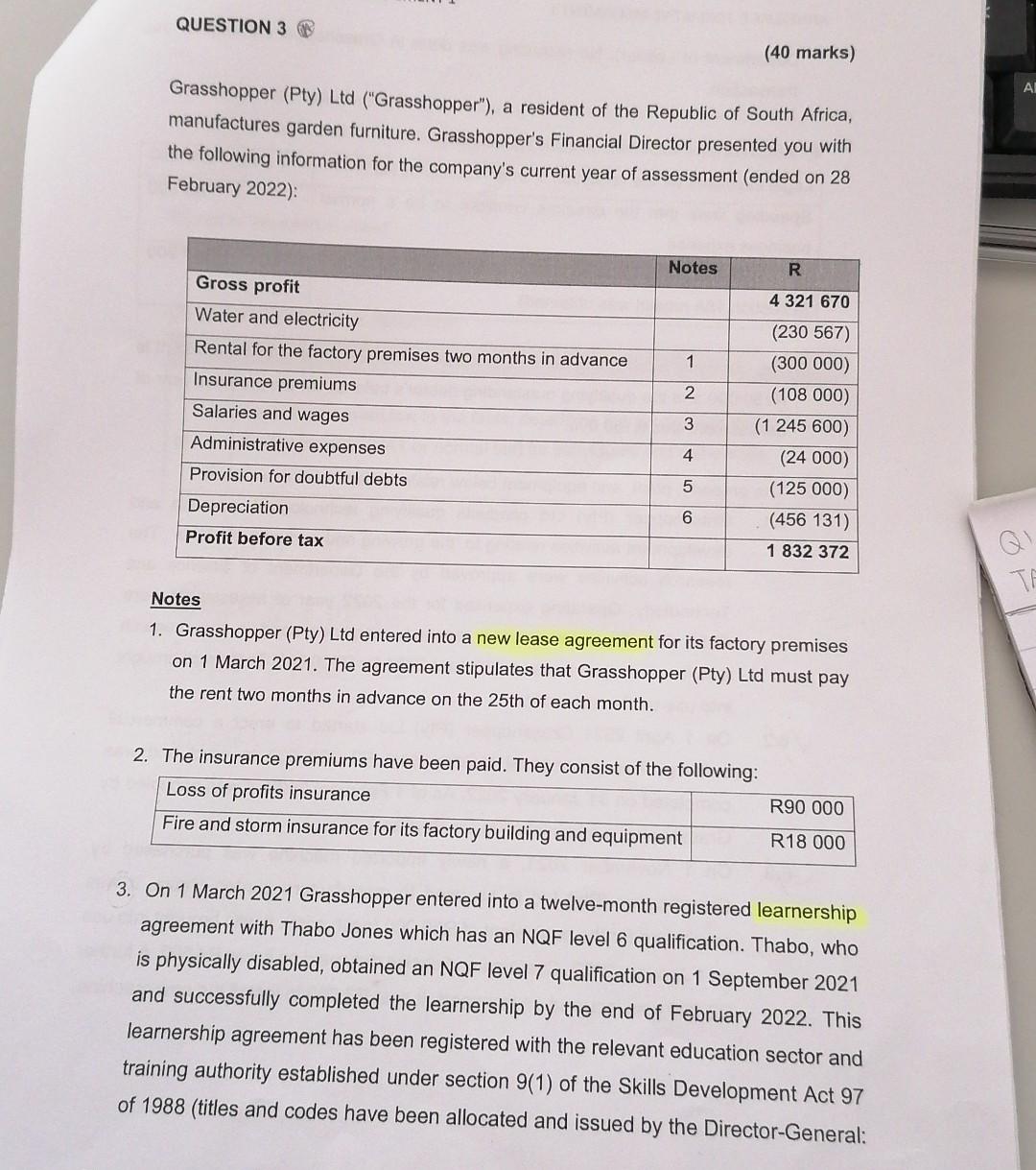 Using the following format: Grasshopper (Pty) Ltd ("Grasshopper"), a resident of