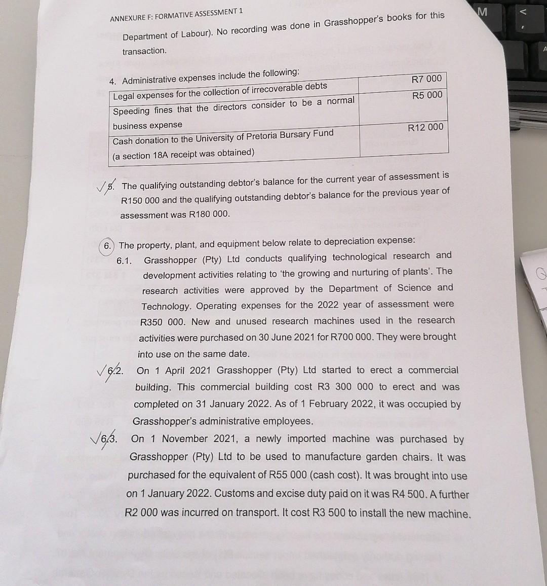the Republic of South Africa, manufactures garden furniture. Grasshopper's Financial Director presented