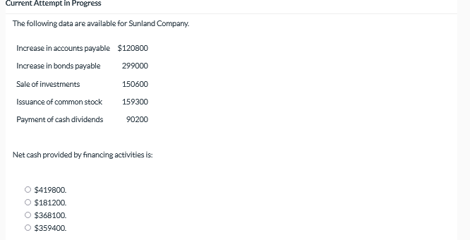  Current Attempt in Progress The following data are available for Sunland