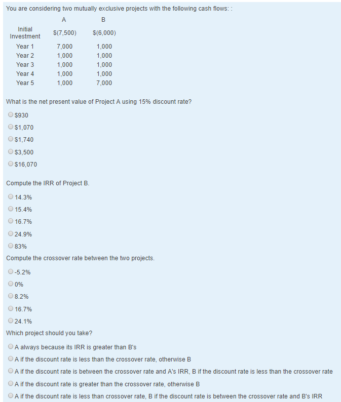 Please help me with this finance question. I dont really know how