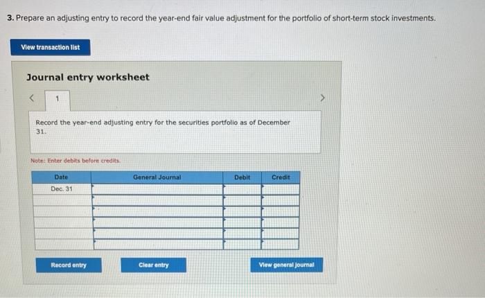 It had the following transactions this year involving short- term stock investments