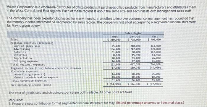  need help woth this question pls will thumbs up Millard Corporation