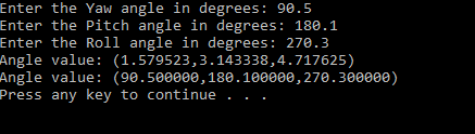 will call Euler. Contains three doubles, yaw, pitch and roll. typedef struct