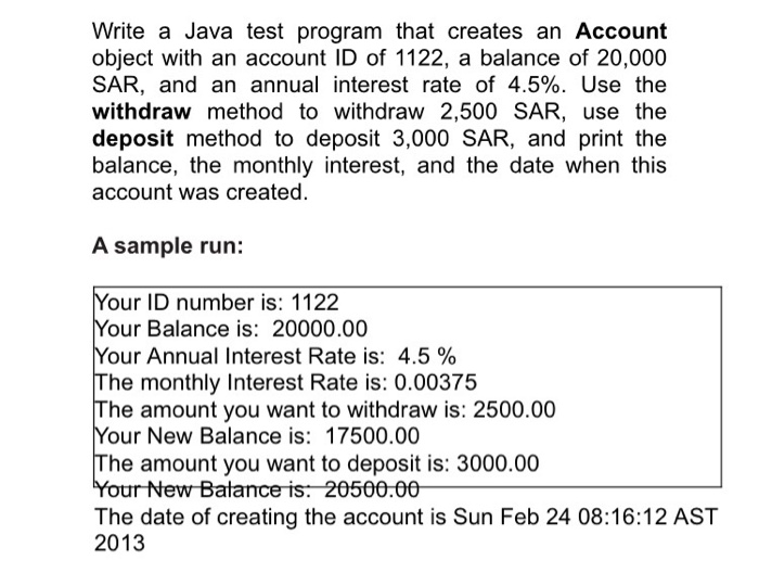 named Account that contains: Data fields: o An int data field named