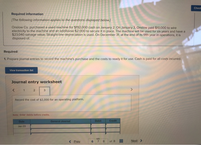 Co, purchased a used machine for $192,000 cash on January 2 On