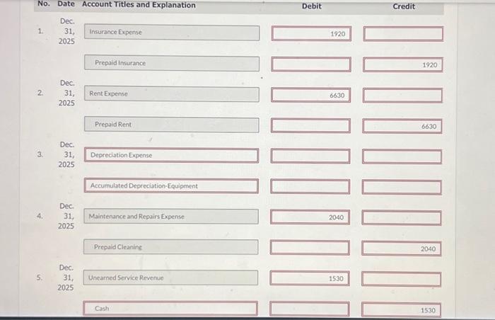 insurance policy on June 1 for $1,920 cash. 2. Paid $6,630 on
