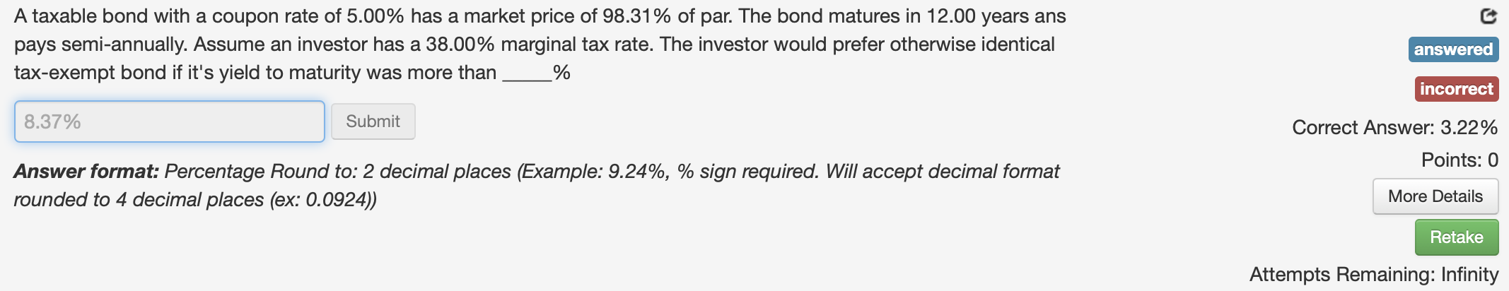  the correct answer is 3.22%. Please show all steps. A taxable