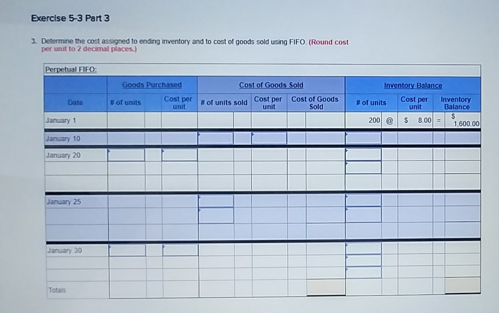the following January purchases and sales data for its only product. Units