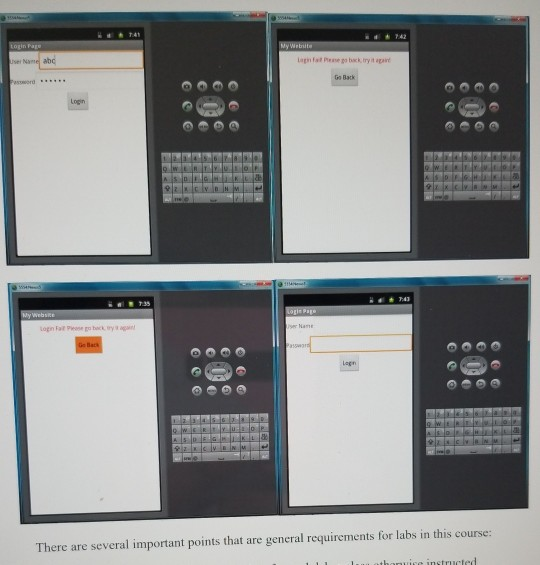 The application will let the user enter user name and password in