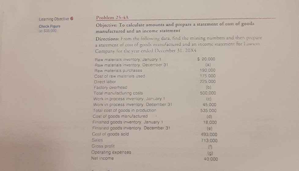  Learning Objective 6 Check Figure a $15.000 Problem 25-1A Objective: To