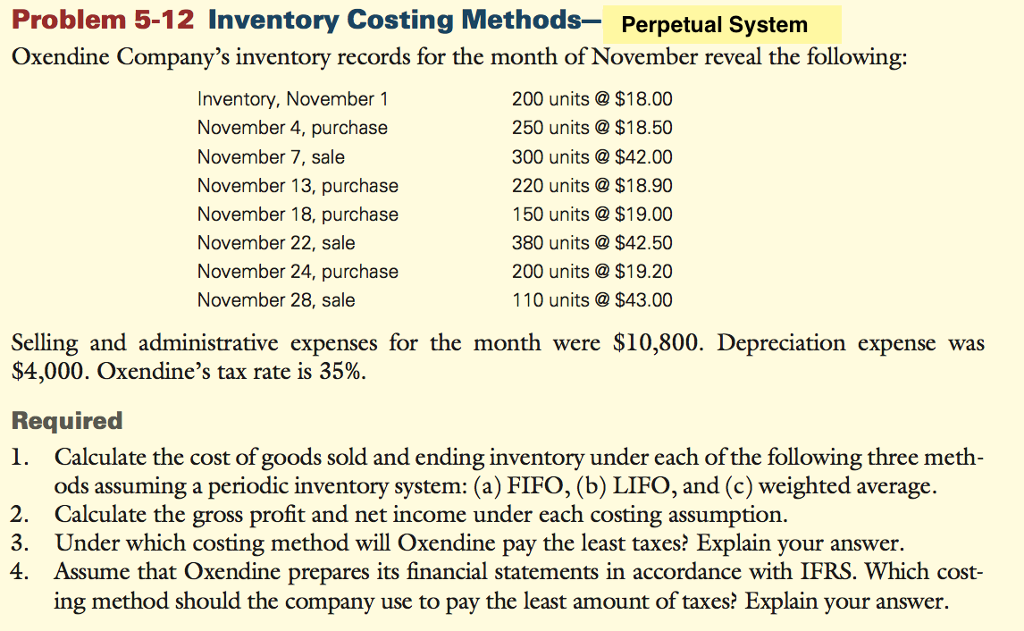 Complete Problem 5-12 in Perpetual System Problem 5-12 Inventory Costing Methods- Perpetual