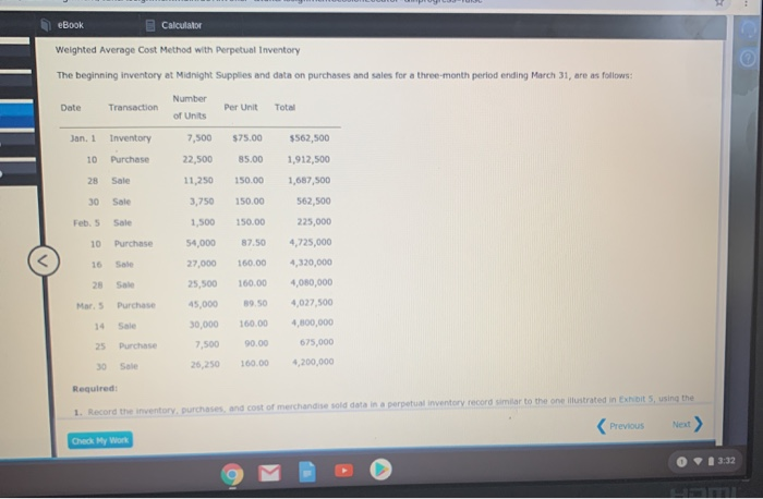  eBook Calculator Weighted Average Cost Method with Perpetual Inventory The beginning