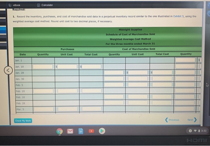 inventory at Midnight Supplies and data on purchases and sales for a