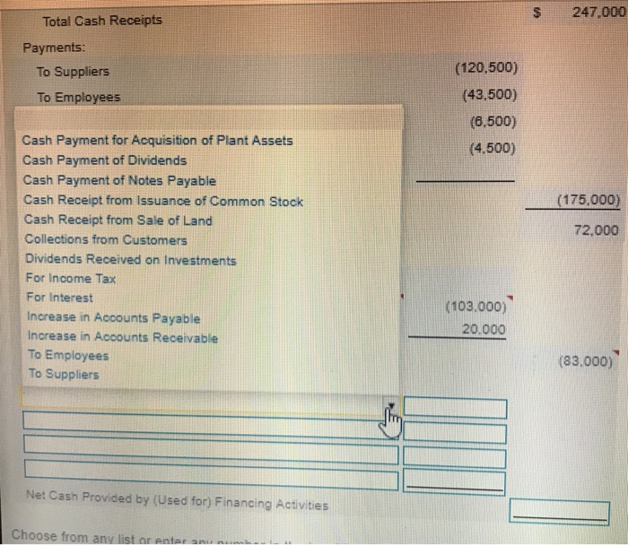 Hi, I'm requesting your help. Cash flows from Financing Activities: Thank you,