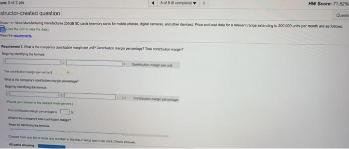 sales volume is 100,000 units) Variable costs per unit: Direct materials 7.50