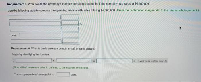 and administrative expenses Monthly fixed expenses: Fixed manufacturing overhead Fixed selling and