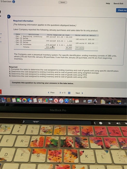  -5 Exercises Help Save & Exit Check my ook Required information