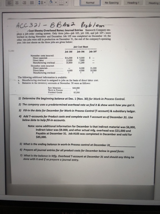  Normal No Spacing Heading1 Heading 2 Cost Sheets, Overhead Rates; Journal