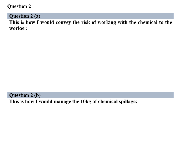convey the risk of working with the chemical to workers at your