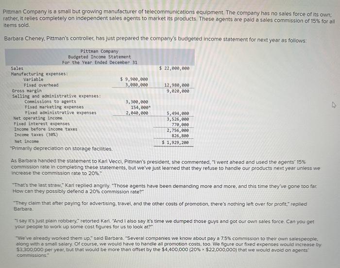  only answer if you can do all requirments (1-4) Pitman Company